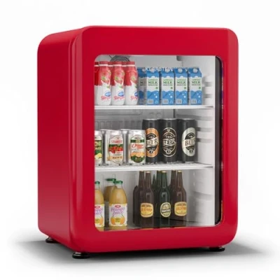 Afbeelding van Klarstein Audrey Evo Getränkekühlschrank Mit Glastür 68L, Retro Design, LED Beleuchtung, Doppelt Verglaste Tür, 0 10 C, Energieklasse Verstellbare Füße, Rot