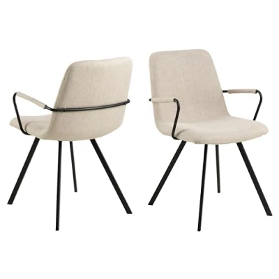 Afbeelding van 2 x Surka eetkamerstoel met armleuningen beige.