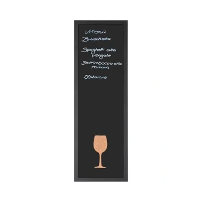 Afbeelding van Bi Office, Combi memo en Blackboard Back2Chalk Vino, krijtbord met zwart mat MDF frame, 20x60cm