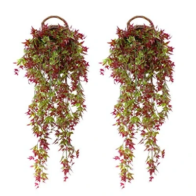 Afbeelding van duisoad FUJIE Kunsthangplanten, 2 stuks, klimop, hangende kunstplanten, kunststof planten, hangend, voor tuin, wanddecoratie