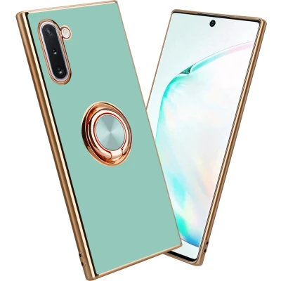 Afbeelding van Cadorabo Hoesje geschikt voor Samsung Galaxy NOTE 10 in Glossy Turquoise Goud Beschermhoes Camerabescherming