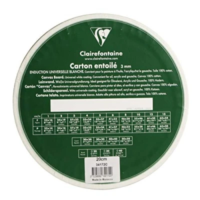 Afbeelding van Clairefontaine 34172C canvas (3 mm, ongeveer 20 cm diameter, ideaal voor neustechnieken, praktisch en eenvoudig te gebruiken), wit