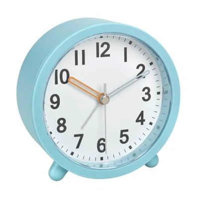 Afbeelding van TFA Dostmann Analoge wekker met stil uurwerk, 60.1043.20, tafelklok kwartsuurwerk, werkt op batterijen, incl. sluimerfunctie, achtergrondverlichting, goed afleesbaar, turquoise