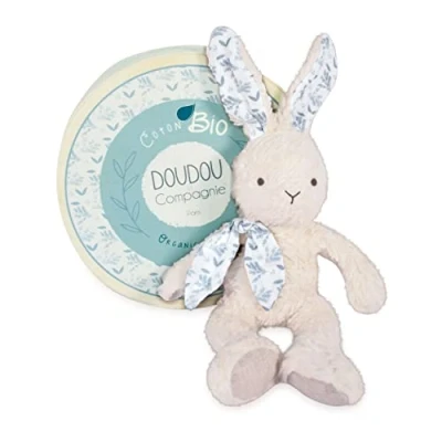 Afbeelding van Doudou et Compagnie Pantin haas knuffeldier biologisch wit 25 cm Botanic Bio DC3971