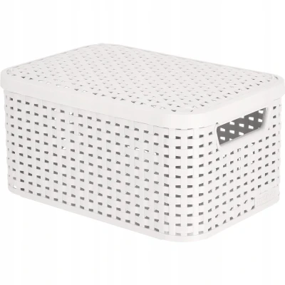 Afbeelding van Doos met deksel Style Box Rattan S Curver 6L lichtgrijs
