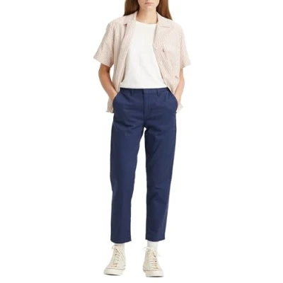 Afbeelding van Levi&#039;s dames Mid waist slim fit cropped chino met steekzakken in de kleur Donkerblauw, maat: W23/L27