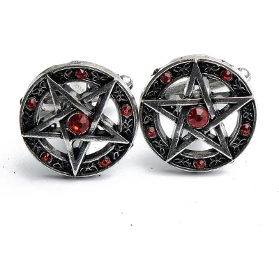 Afbeelding van Manchetknopen Pentagram met Rode Stenen
