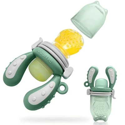 Afbeelding van KidsMe Fruitzuiger voor baby&#039;s vanaf 4 24 maanden/peuters, siliconen fopspeen/bijtring fruit, groenten, pap, babyvoeding, feeder met dubbele capaciteit, BPA vrij (L2)