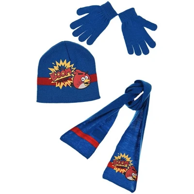 Afbeelding van Angry Birds winterset Handschoenen, sjaal en muts Donkerblauw Muts: 52 cm
