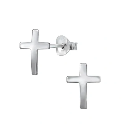Afbeelding van JoyS Zilveren kruis oorbellen 7 x 11 mm egaal