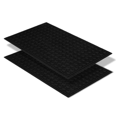 Afbeelding van Antislip deurmat voor buiten weerbestendige stofmat vuilafstotende buitendeurmat entree set van 2 40 x 60 cm zwarte doos
