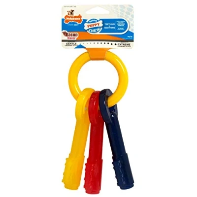 Afbeelding van Nylabone Kauwbot Puppy Kauwspeelgoed Sleutels met Baconsmaak X Small