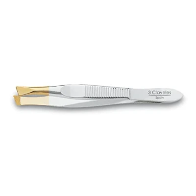 Afbeelding van 3 Claveles 2244 Epileerpincet, breed, goudkleurige punt, 8 cm