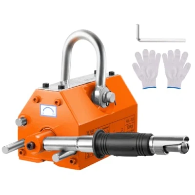 Afbeelding van VEVOR Hefmagneet kraanmagneet (300 kg draagvermogen, 750 trekkracht, 40 tot 80 ℃), 10 st. magneten handbediende vorkoptillen magneetlifter geel neodymium lifting magneet gereedschap
