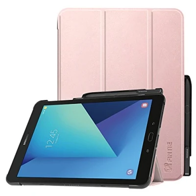 Afbeelding van Fintie Hoes Compatibel met Samsung Galaxy Tab S3 T820/T825 (9,68 inch) tablets ultradunne beugelbeschermers automatische slaap /ontwakingsfunctie en behuizing ingebouwde S penhouder, rozengoud