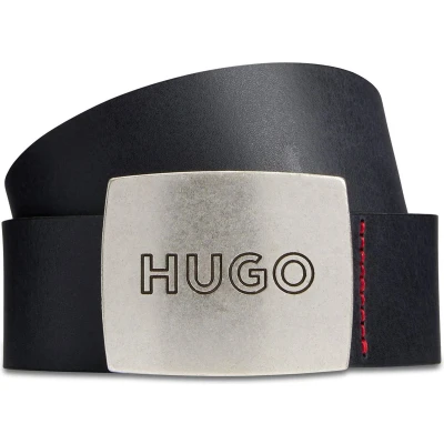 Afbeelding van HUGO BOSS heren Gro riem van leer in de kleur Zwart, maat: 100 cm
