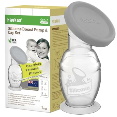 Afbeelding van haakaa Handmatige borstkolf siliconen &amp; dop set 6oz/150ml