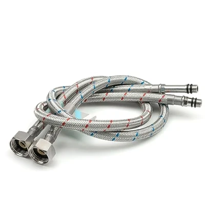 Afbeelding van Xcel Home 2 x M10 x1/2 flexibele kraanconnectoren 10 lengtes paar BSP keuken/wastafel monobloc mixer Flexi pijpstaarten gevlochten roestvrij staal (600 mm)