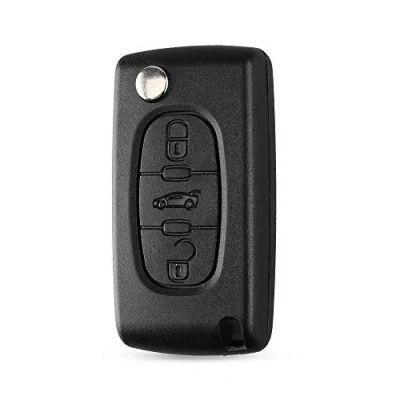 Afbeelding van ENERGY01 VA2 CE0536 3 toetsen sleutelbehuizing compatibel met Peugeot 407 307 308 607 lemmet zonder krassen, locatie van de batterij in hoes Tevreden of terugbetaald