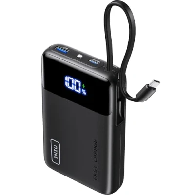 Afbeelding van INIU Powerbank, mini formaat, 45 W, 20.000 mAh, klein, met geïntegreerde USB C kabel, PD 3.0 QC 4.0 In&amp;Out, klein maar sterk, externe mobiele telefoonaccu&#039;s voor iPhone 15 14 13 12 Pro Max