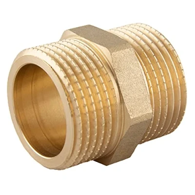 Afbeelding van Dubbele nippel 3/8 inch messing buitendraad, verbindingsstuk 2 x AG van schroefdraadfitting, fittingen, geschikt voor verwarming, drinkwaterinstallatie