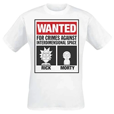 Afbeelding van Rick And Morty T shirt Mens Wanted Poster korte mouw witte top Large