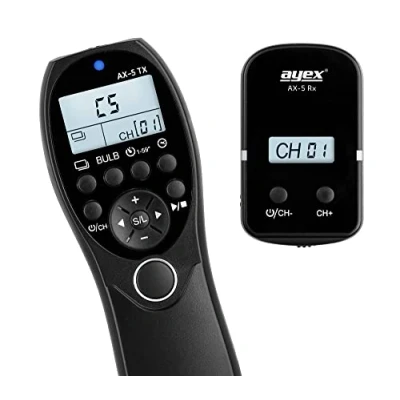 Afbeelding van ayex AX 5/DC2 Timer Draadloze afstandsbedieningvoor Nikon Z7, Z6, D7500, D7200, D7100, D610, D600, D90, D5600, P7700 en nog veel meer.