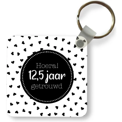 Afbeelding van Sleutelhanger Uitdeelcadeautjes Hoera! 25 jaar getrouwd Spreuken Quotes Jubileum Plastic