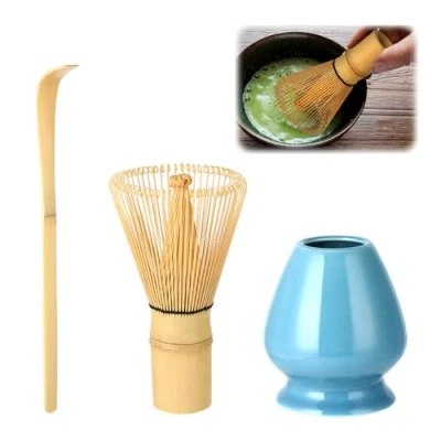 Afbeelding van Wenrescry matcha set, bezem, garde, bamboe, 80 tanden, bamboe groene theepoeder, Japans handwerk, 3 delige set