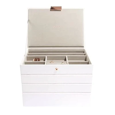 Afbeelding van Stackers Wit &amp; Rose Gold Classic Medium Sieradendoos, Set van 4