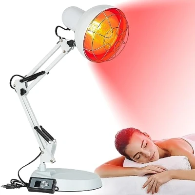 Afbeelding van Cozion Infraroodgloeilamp, 150 W, infrarood lichttherapie, lamp met rood licht, voor pijn, verwarmingslamp thuisgebruik (wit)