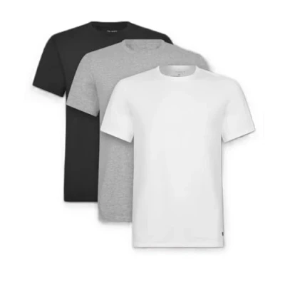 Afbeelding van Ted Baker Heren 3 pack ademend katoen stretch ronde hals T shirt, Zwart/Wit/Grijs, L