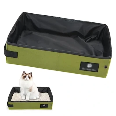 Afbeelding van SPORWAY kattenbak voor reizen draagbaar: opvouwbaar waterdicht en ademend, auto camping (45 x 35 12,5 cm)