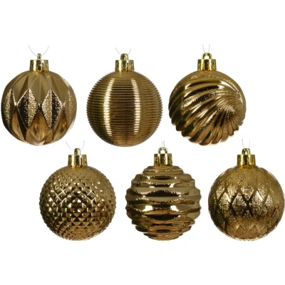 Afbeelding van Decoris luxe kerstballen 12x 6 cm kunststof goud Kerstbal