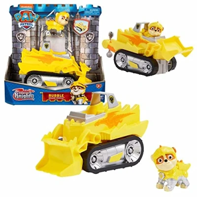 Afbeelding van Paw Patrol Voertuigen Rescue Knights Deluxe auto&#039;s met speelfiguren, figuur: Rubble