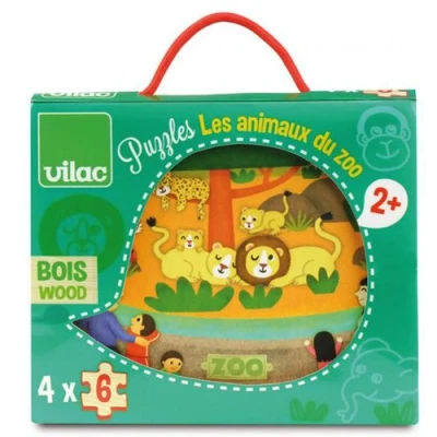 Afbeelding van Vilac vier houten puzzels de dierentuin (4x6st)