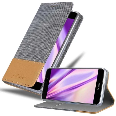 Afbeelding van Cadorabo Hoesje geschikt voor Honor 6C in LICHTGRIJS BRUIN Beschermhoes met magnetische sluiting, standfunctie en kaartvakje Book Case Cover Etui
