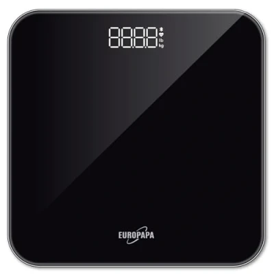 Afbeelding van EUROPAPA® Digitale Badkamerweegschaal Weegschaal, helder leddisplay, step on, 180 kg, Personenweegschaal voor gewicht en BMI, zwart