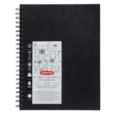 Afbeelding van Derwent Big Book Harde Kaft Schetsboek, A4 Staande Positie, Tekenen en Schrijven, 86 Vellen, Zuurvrij Papier, Ringband, Professionele Kwaliteit, 2301607