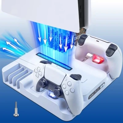 Afbeelding van HARIKIKI Koelingslaadstation multifunctionele koeling voor PS 5, Snellaadstation Play 5 console, Standaard met dubbele controller