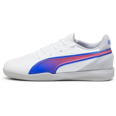 Afbeelding van Puma Unisex Kid&#039;s King Match It Jr voetbalschoen, Wit Bluemazing Flat Licht Grijs, 34.5 EU