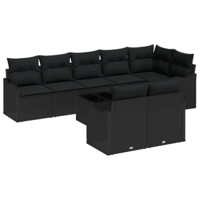 Afbeelding van vidaXL 9 delige Tuin Sofa Set met Kussens Beige Poly Rattan