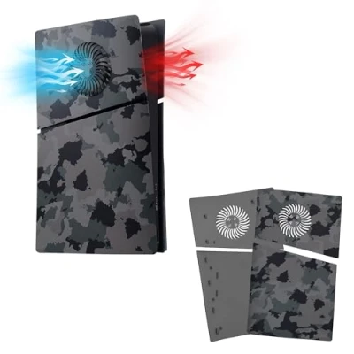 Afbeelding van Mcbazel PS5 Slim Faceplate Replacement Hard Side Panel Plate Durable ABS Protective Cover with Cooling Vent Accessories for Playstation 5 Digital Edition Camouflage