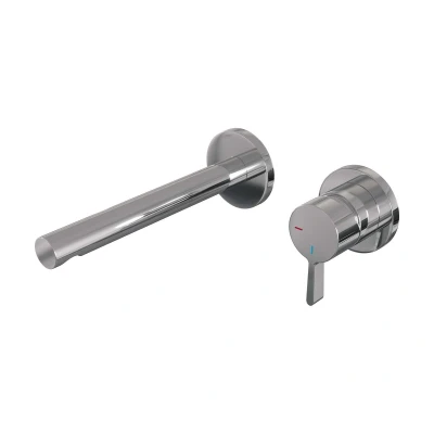 Afbeelding van Brauer Chrome Edition Wastafelmengkraan inbouw rechte uitloop links hendel middel dik model E 1 chroom