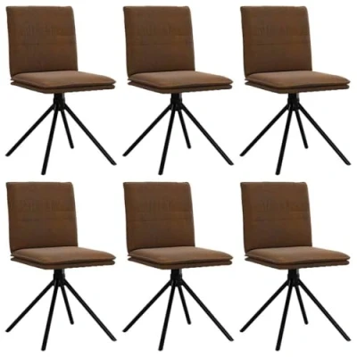 Afbeelding van vidaXL Eetkamerstoelen 6 st kunstsuède bruin