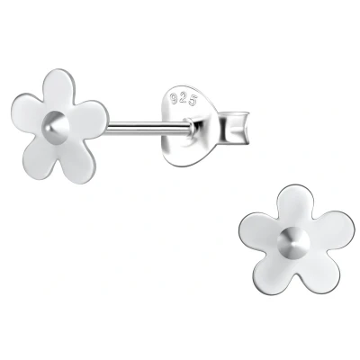 Afbeelding van JoyS Zilveren bloemetje oorbellen zilver egaal gepolijst 6 mm bloem sterling 925