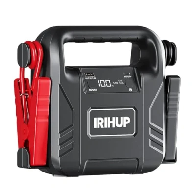Afbeelding van IRIHUP Starthulp, powerbank, 4000 A, 12 V (tot alle benzine of 10 l diesel), autostarthulp, 99,16 wh, draagbare USB oplader, auto accu, booster, starthulpkabel en overbruggingskabel (HW 200)