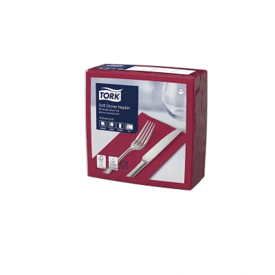 Afbeelding van Tork Soft Dinnerservet 39x39cm 3 laags 1/8 vouw Bordeaux 477618