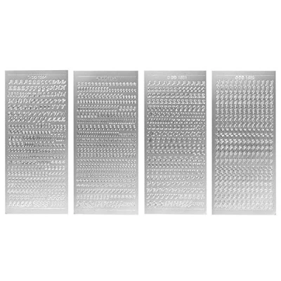 Afbeelding van Ideen mit Herz Stickerset 4 stickervellen elk 23 x 10 cm letters &amp; cijfers ABC hoofdletters en kleine met speciale tekens ideaal voor kaarsen wenskaarten (zilver)