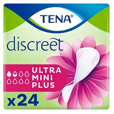 Afbeelding van TENA, Discrete Incontinentie Pads Ultra Mini Plus, wit, Pack van 24, 1 Count